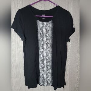 Michael KORS Black Tee with BLACK AND GRAY SNAKE PATTERN.